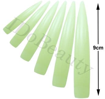 12 NATURAL EXTRA LONG COMPETITION POINT STILETTO SALON FALSE NAIL TIPS 9cm
