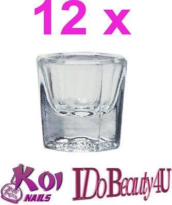 12 x Acrylic Nail or Gel Nails Small Glass Dappen Dish Brush Mixing Bowl Tool