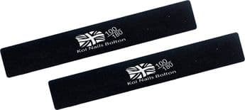 2 Black Oblong Koi Salon Nail File 100 180 grit Files Manicure Pedicure Nails