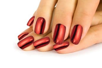 24 RED CHROME LOOSE FALSE NAIL ROUND TIPS MANICURE NAILS 10 SIZES NO GLUE