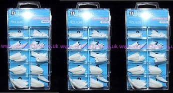 3 x 100 STILETTO POINTED POINT FALSE NAILS TIPS ACRYLIC SALON SYSTEM WHITE NAIL TIP