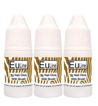 3 x 3g CLEAR NAIL GLUE ADHESIVE OR NAIL ART