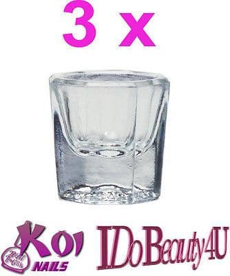 3 x Acrylic Nail or Gel Nails Small Glass Dappen Dish Brush Mixing Bowl Tool