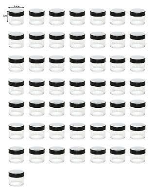 50 x Empty 10g Round Nail Container Jar Pot Clear Plastic Screw Gems Art Pots