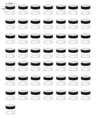 50 x Empty 20g Round Nail Container Jar Pot Clear Plastic Screw Gems Art Pots