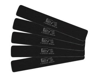 5x German Carbon Black Salon Nail File 100 / 180 Grit Files Manicure