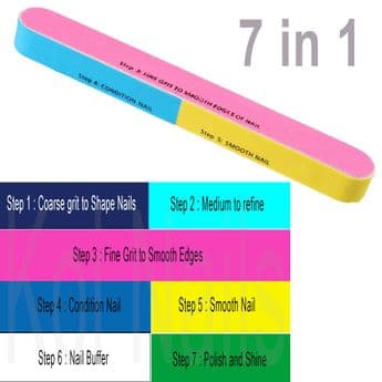 7 in 1 Nail File buffer Grit Washable Foam Files salon nails Manicure Pedicure