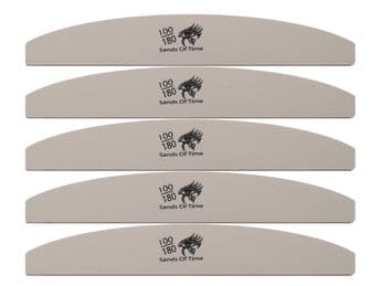 Half moon Salon Emery Nail File 100 / 180 Grit Washable Nails Files Manicure