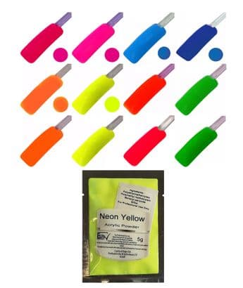 Neon Bright Acrylic Powder Colour Pink Blue Green in Refill Bags