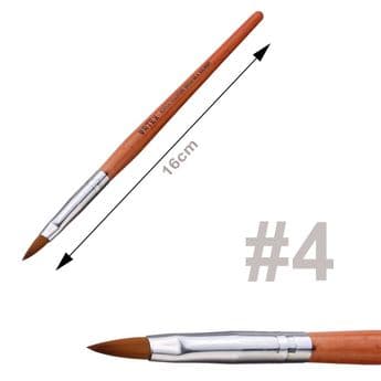 ROUND ACRYLIC NAILS GEL SCULPTURE BRUSHES NAIL WOODEN SIZE 4 BRUSH 16 cm LENGTH