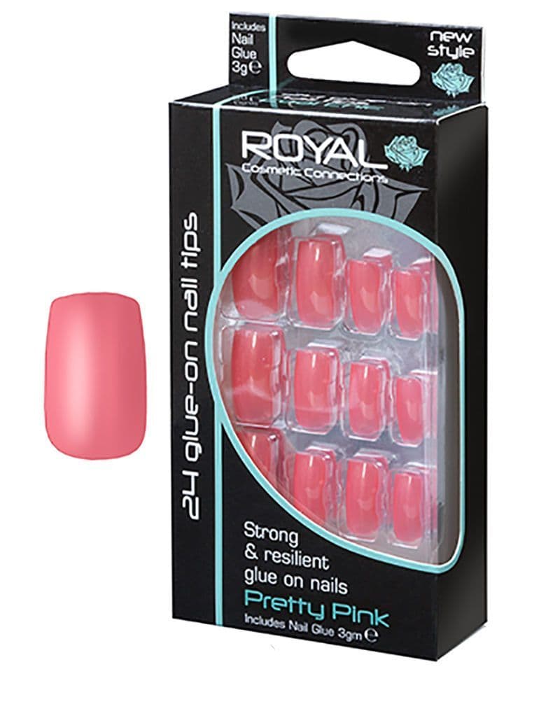 ROYAL GLUE ON NAIL TIPS 24 FALSE FAKE NAILS TIP CHOICE OF 11 DESIGN RED