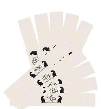 White Salon Emmery Nail File 100 / 180 Grit Washable Nails Files Manicure Cat