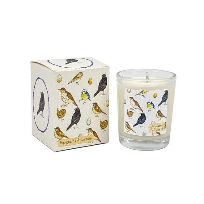 9cl Illustrated Summer Range Candle - British Birds - Bergamot & Lemon