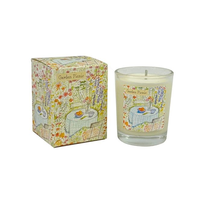 9cl Illustrated Summer Range Candle - Garden Picnic - Lime Basil & Mandarin