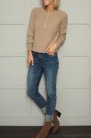 Alpaca Button Jumper - Camel