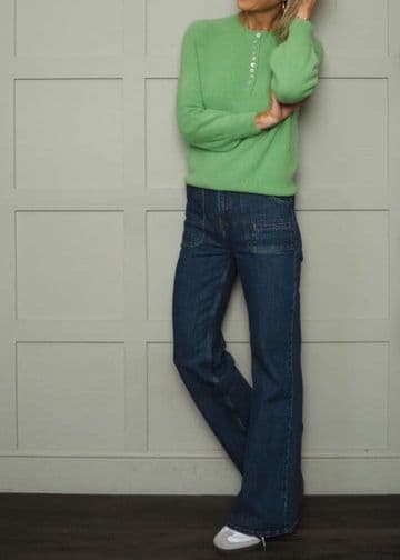 Alpaca Button Jumper - Green