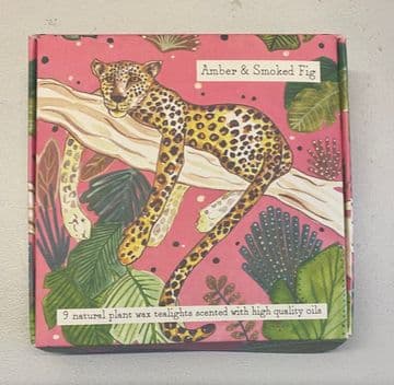 Amber & Smoke Fig - Illustrated 9 Aluminium Tealights by Heaven Scent