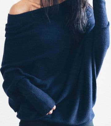 Asymmetric Batwing Jumper - Navy