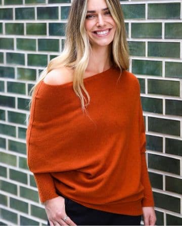 Asymmetric Batwing Jumper - Orange