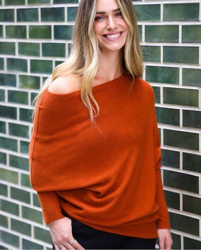 Asymmetric Batwing Jumper - Orange