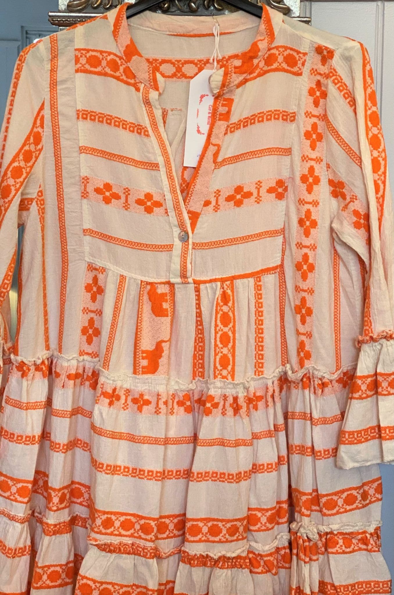 orange aztec print dress African print full skirt dress in aztec print for a girl