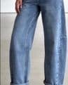 Barrel Leg Faded Blue Jeans -Billi