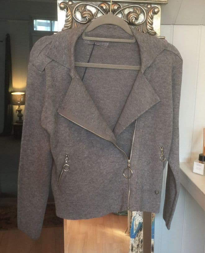 Biker Style Soft Jacket - Grey