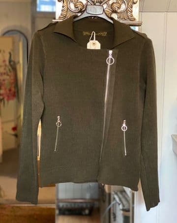 Biker Style Soft Jacket - Olive