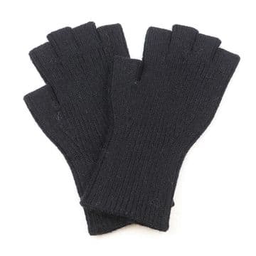 Black Recycled Blend Fingerless Gloves
