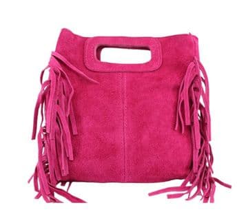 Boho Tassel Suede Bag - Fuchsia