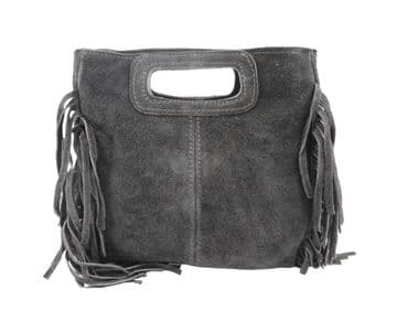 Boho Tassel Suede Bag - Grey