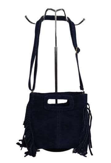 Boho Tassel Suede Bag - Navy