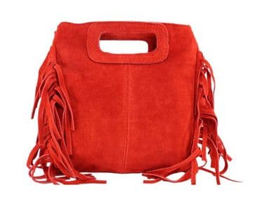 Boho Tassel Suede Bag - Red