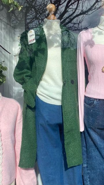 Boucle Coat - Mid Green