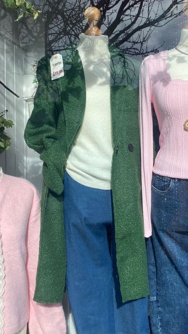 Boucle Coat - Mid Green