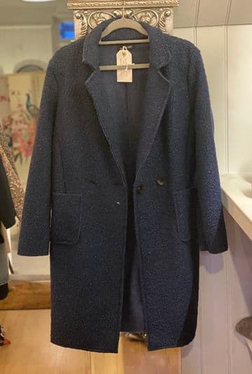 Boucle Coat - Navy