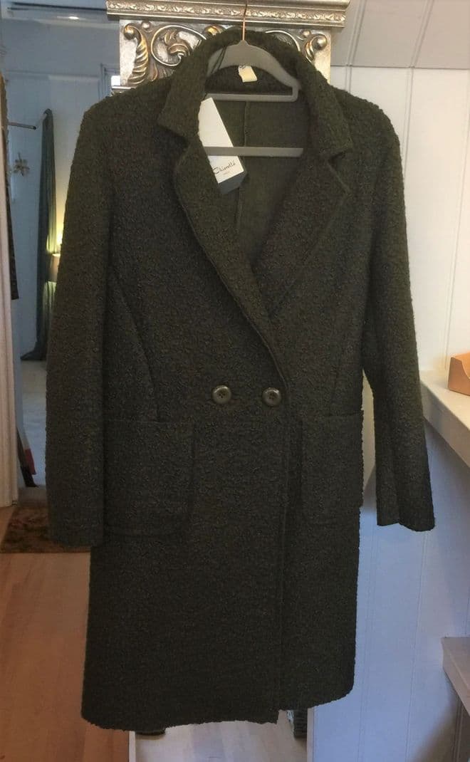 Boucle Coat - Olive Green