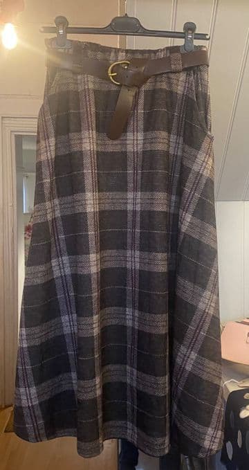 Check 70s Style Shirt - Grey Beige Purple