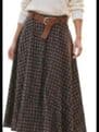 Check 70s Style Skirt - Grey Beige Purple