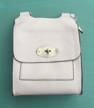 Faux Leather Antony Messenger Bag - Beige