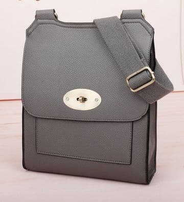 Faux Leather Antony Messenger Bag - Dark Grey