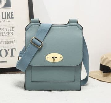 Faux Leather Antony Messenger Bag - Duck Egg
