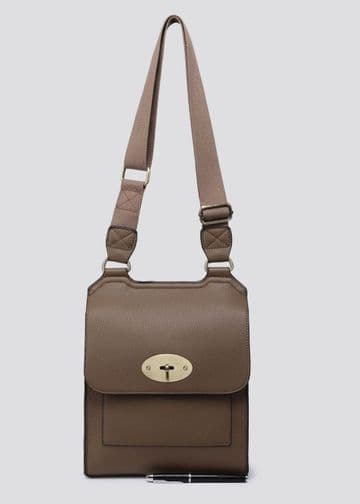 Faux Leather Antony Messenger Bag - Mocha
