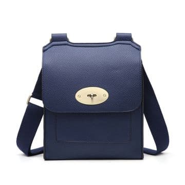 Faux Leather Antony Messenger Bag - Navy