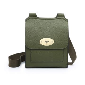 Faux Leather Antony Messenger Bag - Olive Green