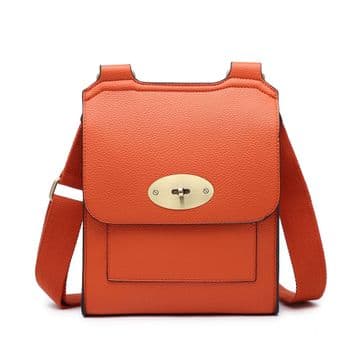 Faux Leather Antony Messenger Bag - Orange