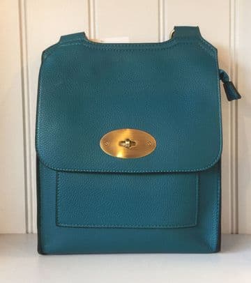 Faux Leather Antony Messenger Bag - Peacock Blue
