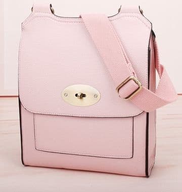 Faux Leather Antony Messenger Bag - Pink