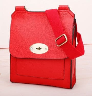 Faux Leather Antony Messenger Bag - Red