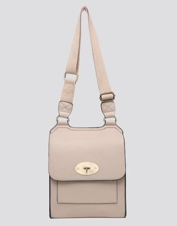 Faux Leather Antony Messenger Bag - Sand